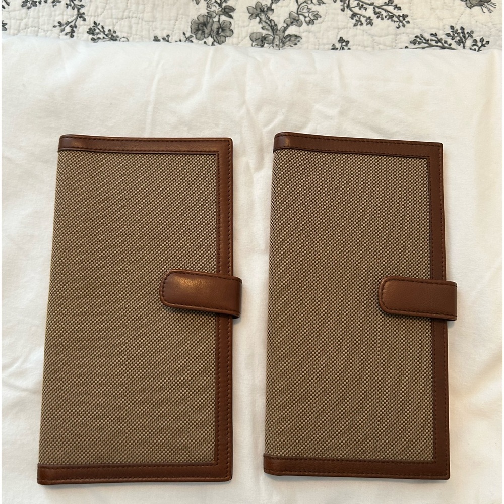 Brooks Brothers leather and fabric passport travel wallets